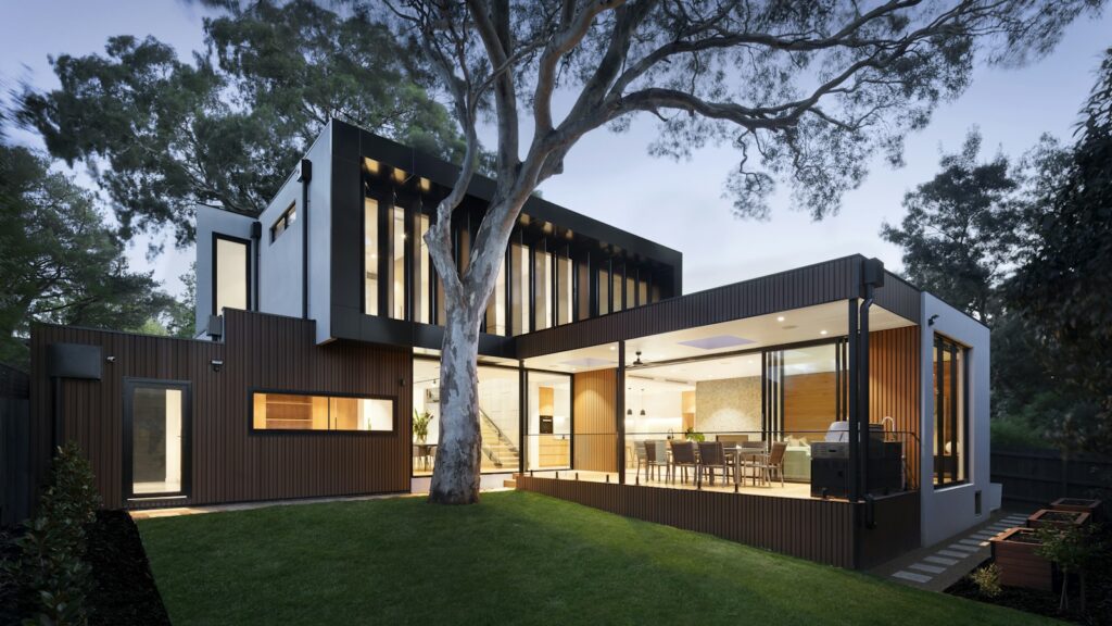 contemporary home with landscaped outdoor living space