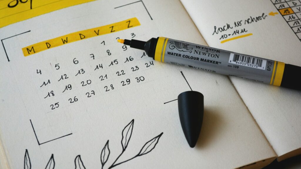 homebuying plan with calendar and notes